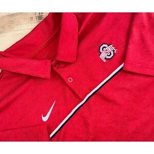 Nike Dri Fit Ohio State Buckeyes Polo Mens Large Performance On Field Golf Red